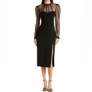 Rebecca Vallance Alyssa Metallic Diamanté Midi Dress Black 2 NWT